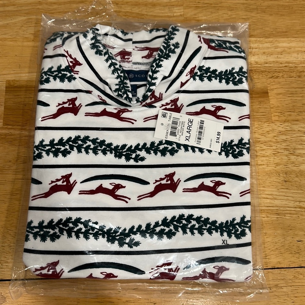 Brand New Karen Scott Long Sleeve Reindeer/ Wreaths Shirt. Size XL